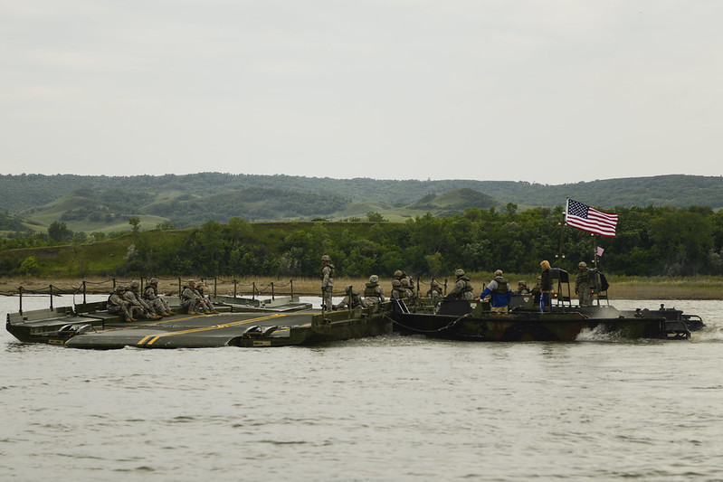 957th Engineer Company training on the Missouri River.