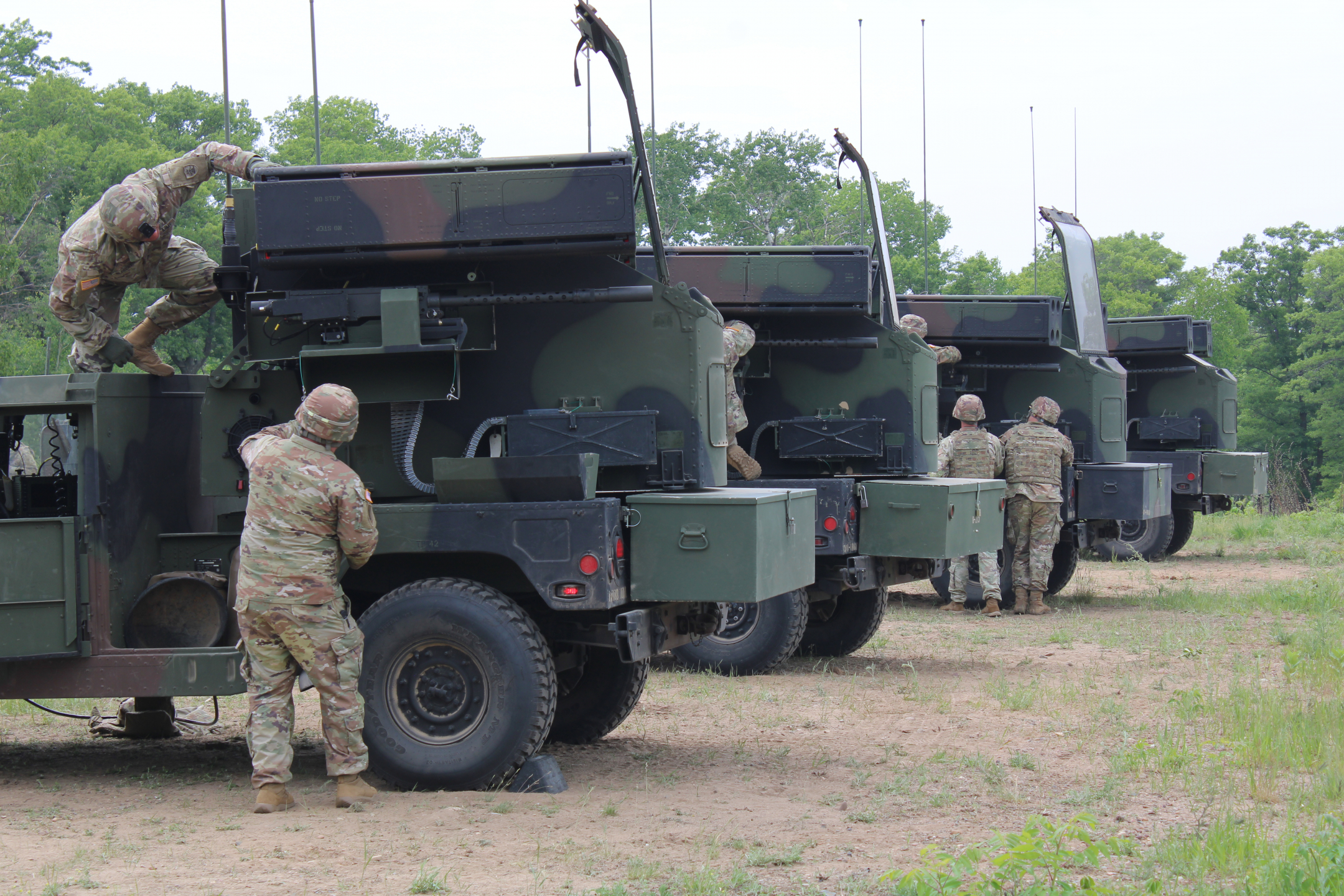 Soldiers of the 1-188th ADA preparing their Avengers for an exercise during annual training.