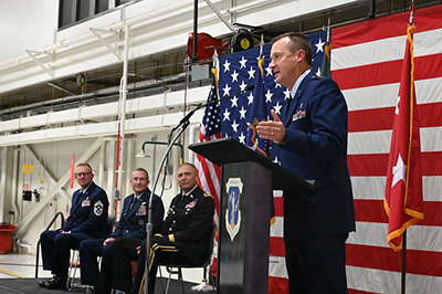 Brig. Gen. Robert A. Schulte speaks to an audience