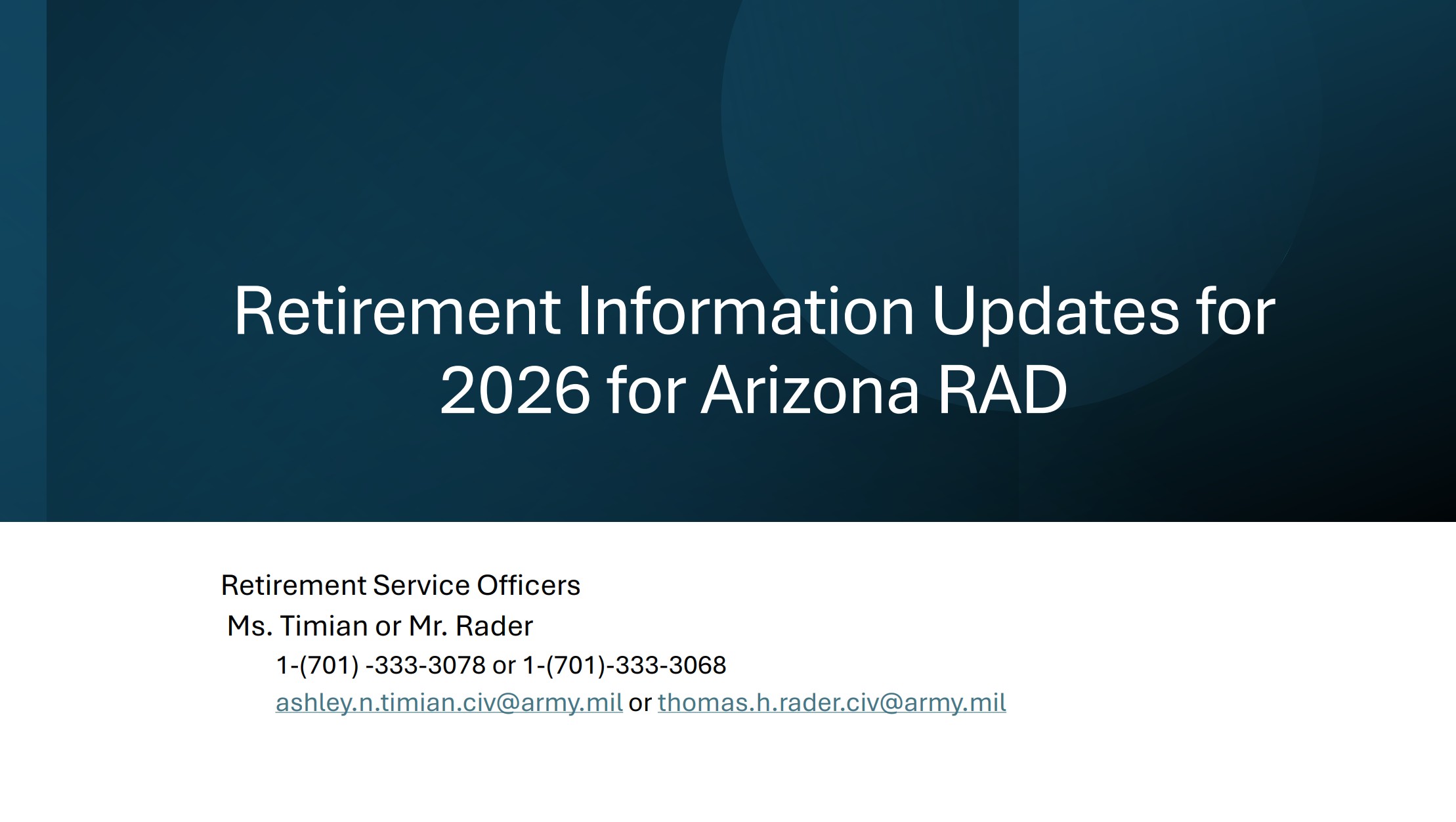 RAD AZ - TAG Brief