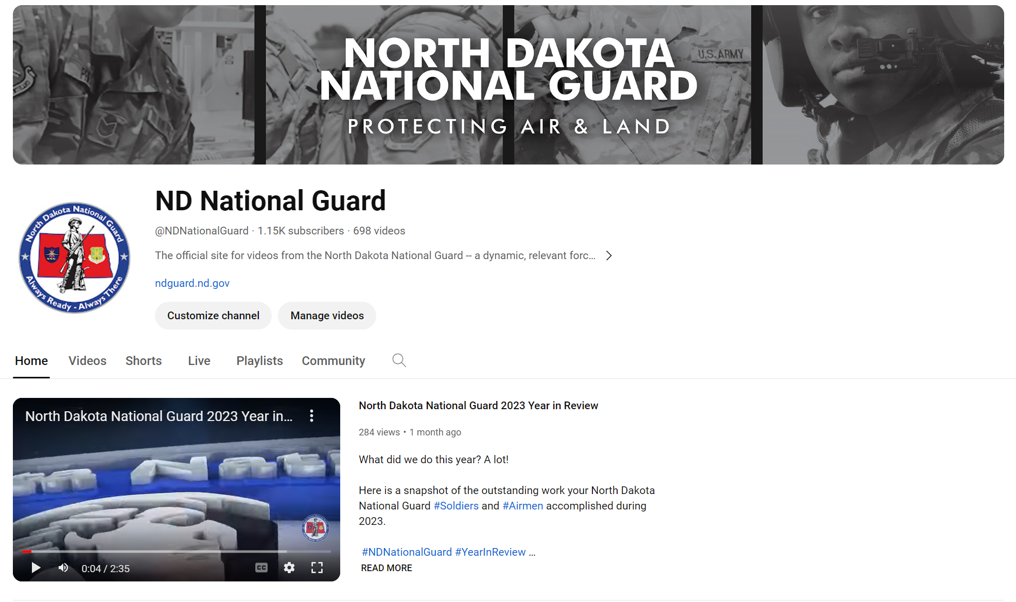 North Dakota National Guard YouTube Page